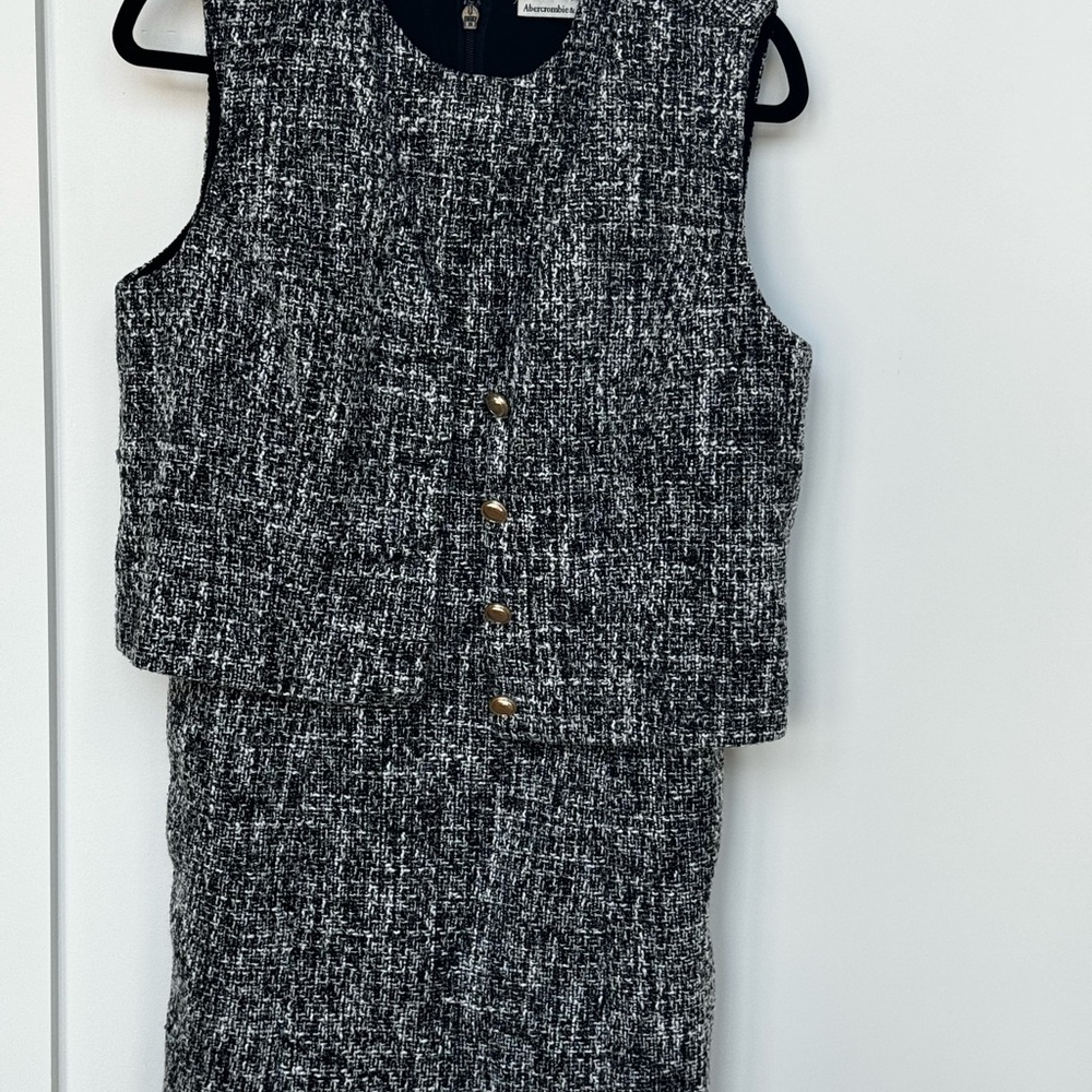 Abercrombie & Fitch Monochrome Tweed Dress & Vest
